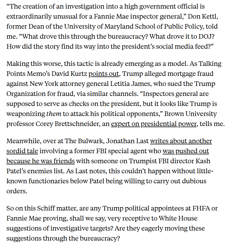 GregTSargent's tweet image. Trump just said Schiff merits "prison" for the "fraud" an IG supposedly found.
Again, I talked to experts/former IG who described the process used here as deeply troubling.
This is his model for manipulating bureaucracy to hatch pretexts to target foes:
newrepublic.com/article/198074…