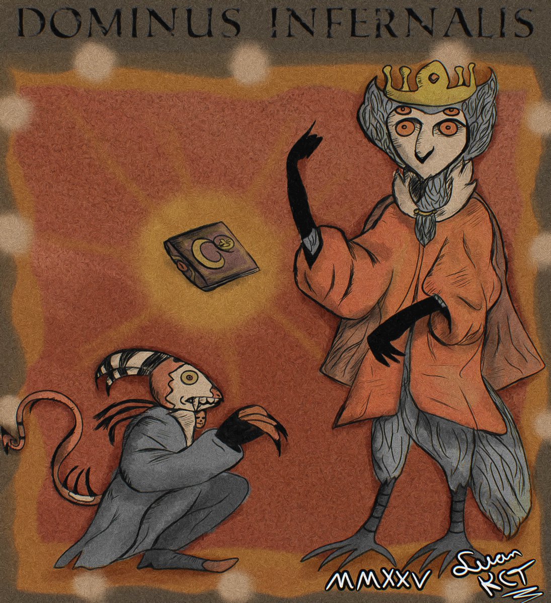 luankct's tweet image. Simplesmente desenhei: Helluva Boss, mas é uma arte Fresco Sorta/Medieval