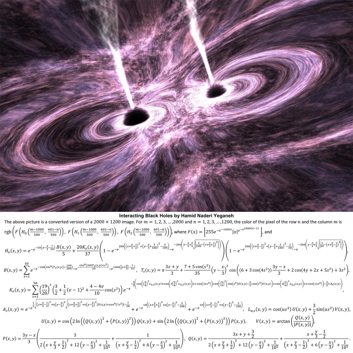 naderi_yeganeh's tweet image. I drew these interacting black holes with mathematical equations.