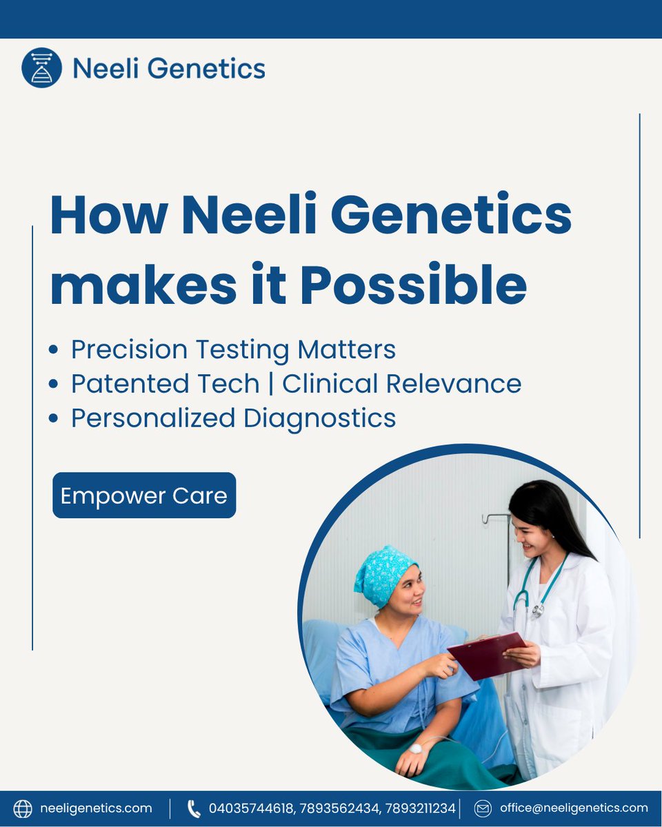 NeeliGenetics's tweet photo. Neeli Genetics uses RGCC’s proven tech for precise cancer diagnosis &amp; therapy guidance.
✅ Prognostic &amp; predictive testing
✅ Doctor-led care
✅ Better patient outcomes
🔗 https://t.co/gnnxj38FHL
#PrecisionOncology #CancerDiagnostics #NeeliGenetics https://t.co/2HqfdCP8Nt