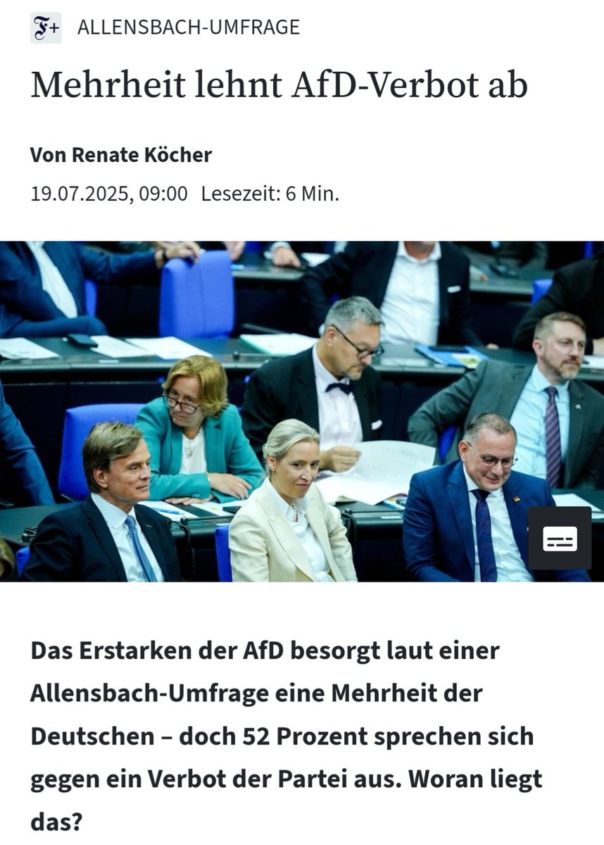 SWagenknecht's tweet image. Hochinteressante Allensbach-Umfrage zum Umgang mit der #AfD. Drei Ergebnisse zeigen, warum der Ruf nach einem AfD-Verbot nicht nur undemokratisch, sondern auch unsinnig ist und die tatsächlichen Gründe für den Erfolg der AfD verkennt:
1. Die Mehrheit der Bürger ist besorgt…
