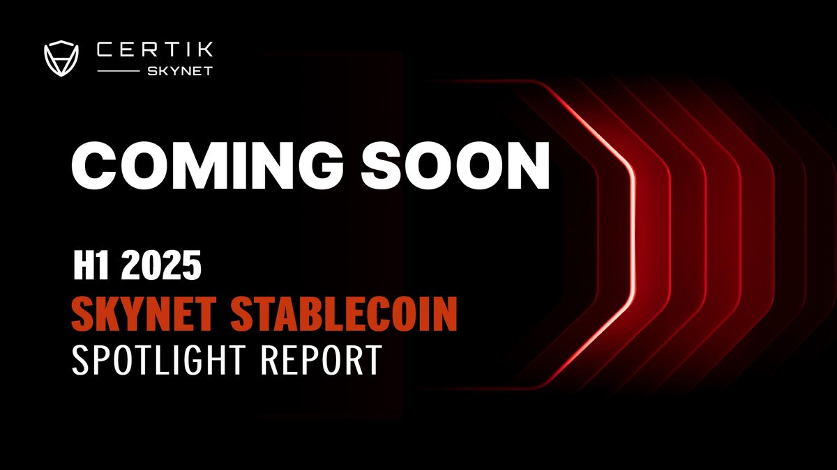 CertiK's tweet image. 📊 Stablecoins processed $1.39 trillion/month in H1 2025.
As adoption surges, so do questions of risk, security, and compliance.
The H1 2025 Skynet Stablecoin Spotlight Report is coming soon.
Stay tuned.