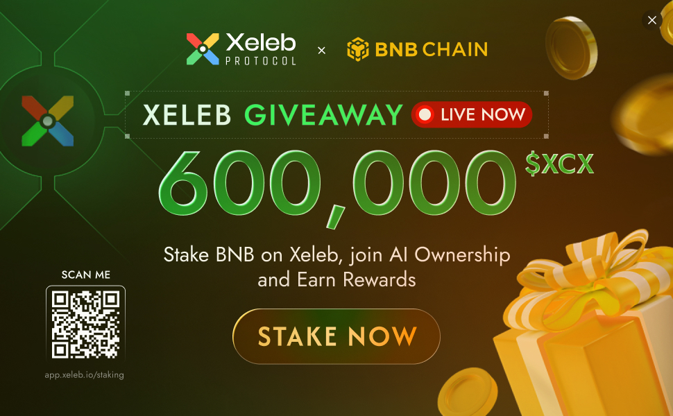 📢 Featured Activity Series by @BNBChain

Xeleb Protocol x BNB Chain: Official Staking Campaign is now live with 600,000 $XCX rewards. 

🔗 Listed on DappBay: dappbay.bnbchain.org/campaign/403
🔗 Step-by-step guide: youtu.be/v9Gve75ONuE

How to Join (takes less than 1 minute)
1⃣ Connect