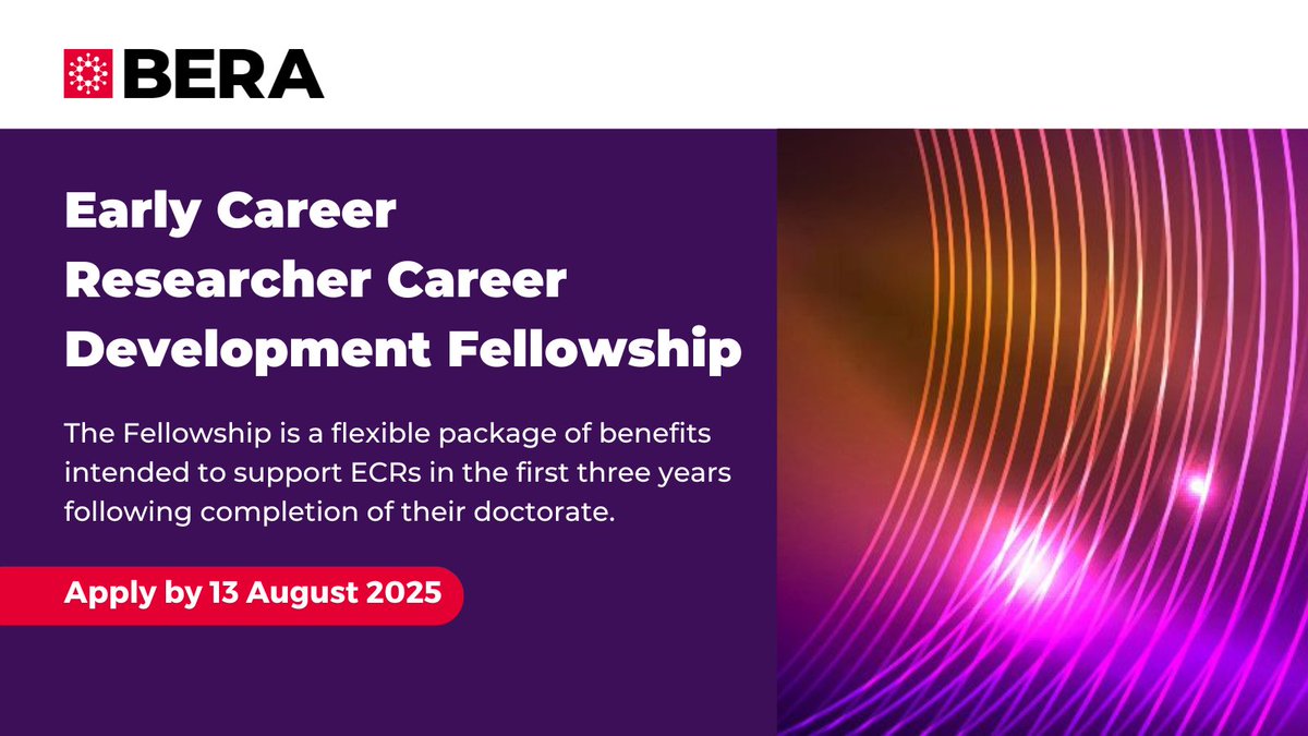 BERA (@beranews) on Twitter photo 📣 Calling all ECRs!
Early Career Researcher Career Development Fund 🌟 <a href="/BERA_ECRNetwork/">BERA Early Career Researcher Network</a>
The fund is a flexible package of benefits intended to support ECRs in the first three years following completion of their doctorate.
bera.ac.uk/award/early-ca… 📣 Calling all ECRs!
Early Career Researcher Career Development Fund 🌟 <a href="/BERA_ECRNetwork/">BERA Early Career Researcher Network</a>
The fund is a flexible package of benefits intended to support ECRs in the first three years following completion of their doctorate.
bera.ac.uk/award/early-ca…