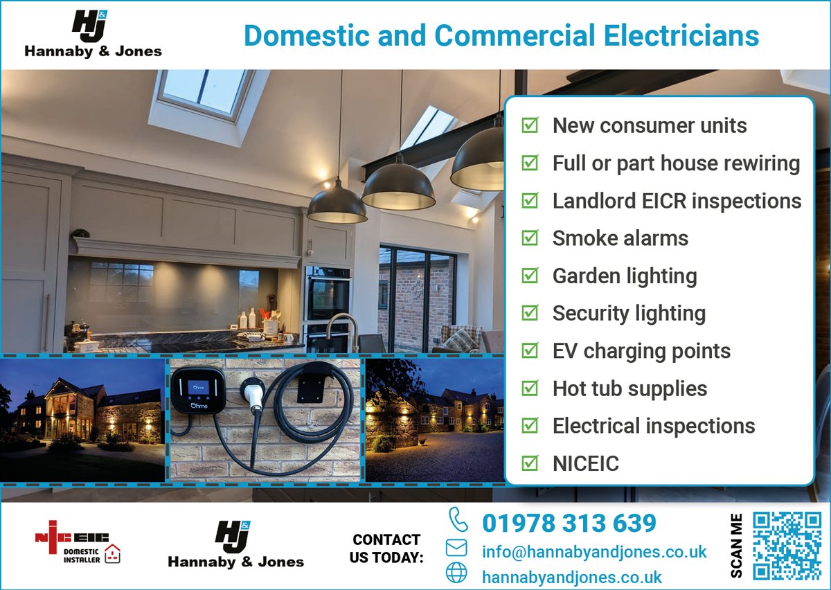 Love Wrexham Magazine (@love_wrexham) on Twitter photo Hannaby & Jones Domestic and Commercial Electricians
New consumer units | House rewiring | EICR inspections | Smoke alarms | Garden and security lighting
EV charging points
01978 313 639 | mailto:info@hannabyandjones.co.uk | hannabyandjones.co.uk
#nw4b
#northwalessocial Hannaby & Jones Domestic and Commercial Electricians
New consumer units | House rewiring | EICR inspections | Smoke alarms | Garden and security lighting
EV charging points
01978 313 639 | mailto:info@hannabyandjones.co.uk | hannabyandjones.co.uk
#nw4b
#northwalessocial