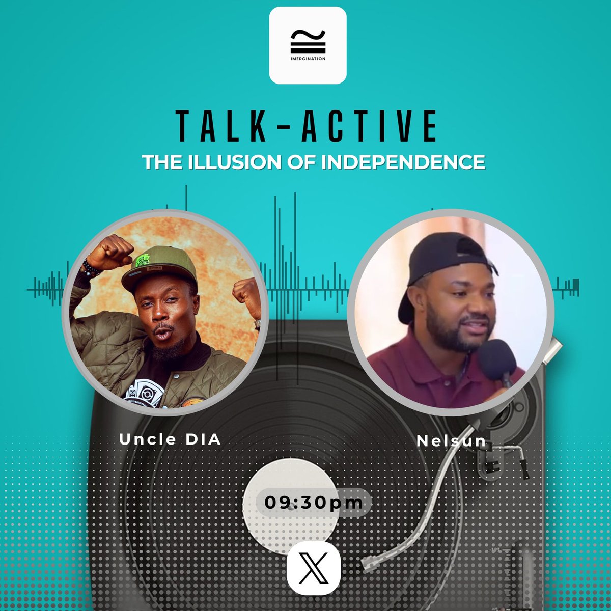 It's another Monday, and the TalkActive session will be live on X by 9:30Pm tonight.

Join <a href="/uncle_DIA/">♠️ Gwaska</a> and myself, as we discuss the dynamics &amp; Illusion of being an Independent Artist.

The TalkActive session is powered by <a href="/Imergination/">Imergination Music</a>, for creatives in the music business.