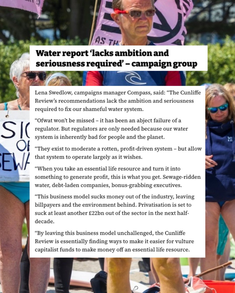 CompassOffice's tweet image. Our statement in @theipaper on the final Cunliffe report, and why it won't be even remotely sufficient to clean up our waters.
It's time for public ownership.