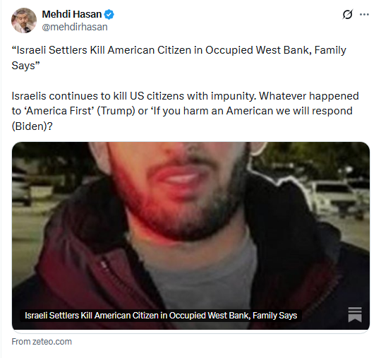 Israel2252's tweet image. 🚨Hypocrisy Alert 🚨
Will Jew-hating accounts such as the vile @mehdirhasan that accused Israelis of killing a Hamas American without any proof call out the Syrian government, which actually filmed itself executing American?