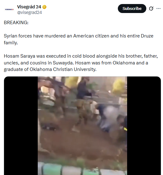 Israel2252's tweet image. 🚨Hypocrisy Alert 🚨
Will Jew-hating accounts such as the vile @mehdirhasan that accused Israelis of killing a Hamas American without any proof call out the Syrian government, which actually filmed itself executing American?
