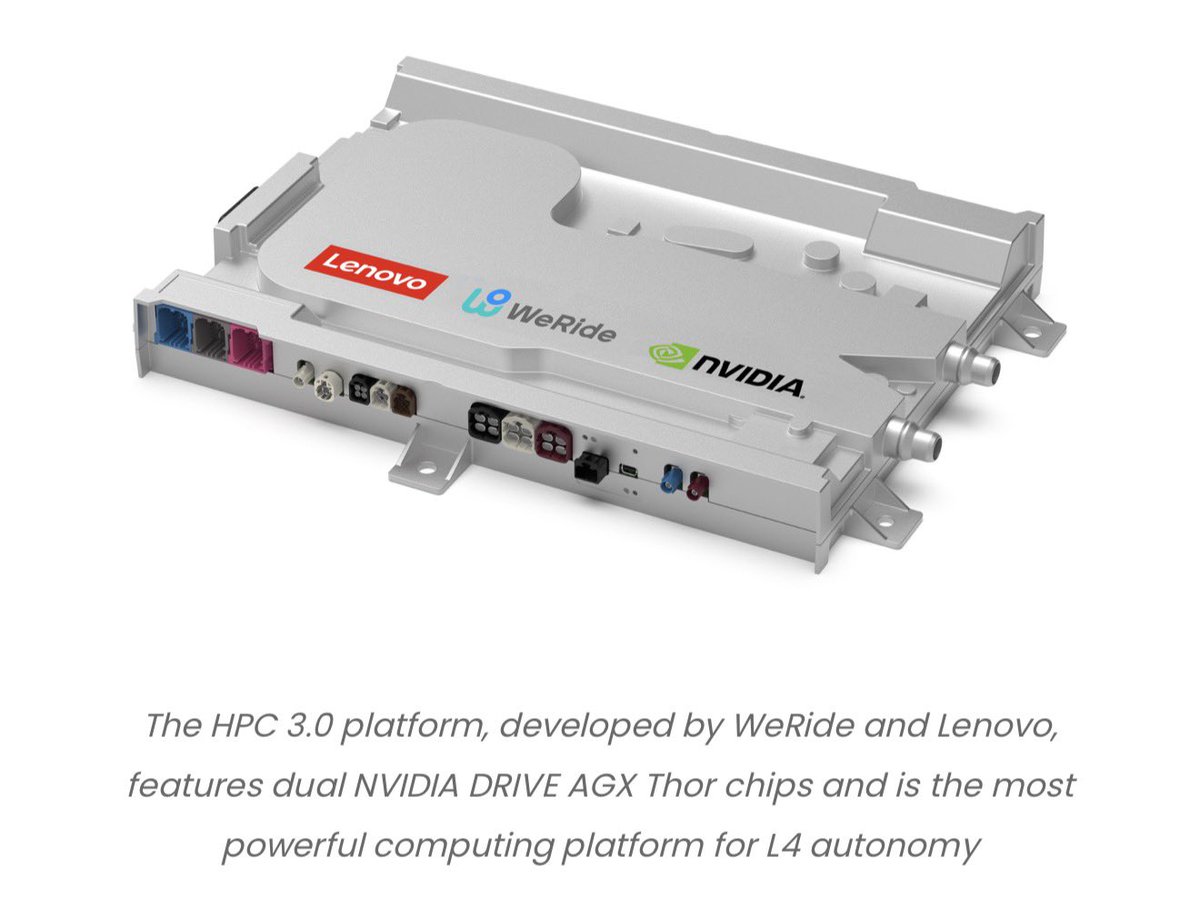 FilingsTracker's tweet image. $WRD WeRide Teams Up With Lenovo to Launch 100% Automotive-Grade HPC 3.0 Platform Powered by NVIDIA $NVDA DRIVE AGX Thor Chips:
ir.weride.ai/news-releases/…