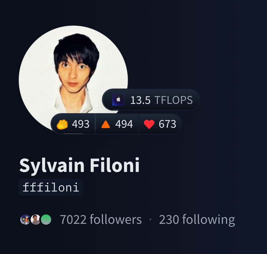 Sylvain Filoni (@fffiloni) on Twitter photo 7,000 followers on <a href="/huggingface/">Hugging Face</a> — wild 🔥
Grateful for the curiosity, feedback, and collabs.🙏
Open ML is better because of you. 🤗 7,000 followers on <a href="/huggingface/">Hugging Face</a> — wild 🔥
Grateful for the curiosity, feedback, and collabs.🙏
Open ML is better because of you. 🤗