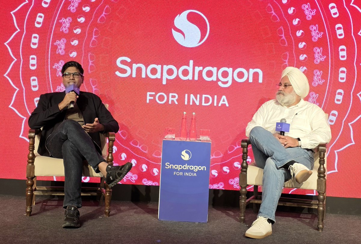 Tech Bharat (Nitin Agarwal) (@techbharatco) on Twitter photo On stage, Shark <a href="/peyushbansal/">Peyush Bansal</a> & <a href="/SaviSoin/">Savi Soin</a> talking about smart glasses at the Snapdragon XR Day Event.
<a href="/qualcomm_in/">Qualcomm India</a> On stage, Shark <a href="/peyushbansal/">Peyush Bansal</a> & <a href="/SaviSoin/">Savi Soin</a> talking about smart glasses at the Snapdragon XR Day Event.
<a href="/qualcomm_in/">Qualcomm India</a>