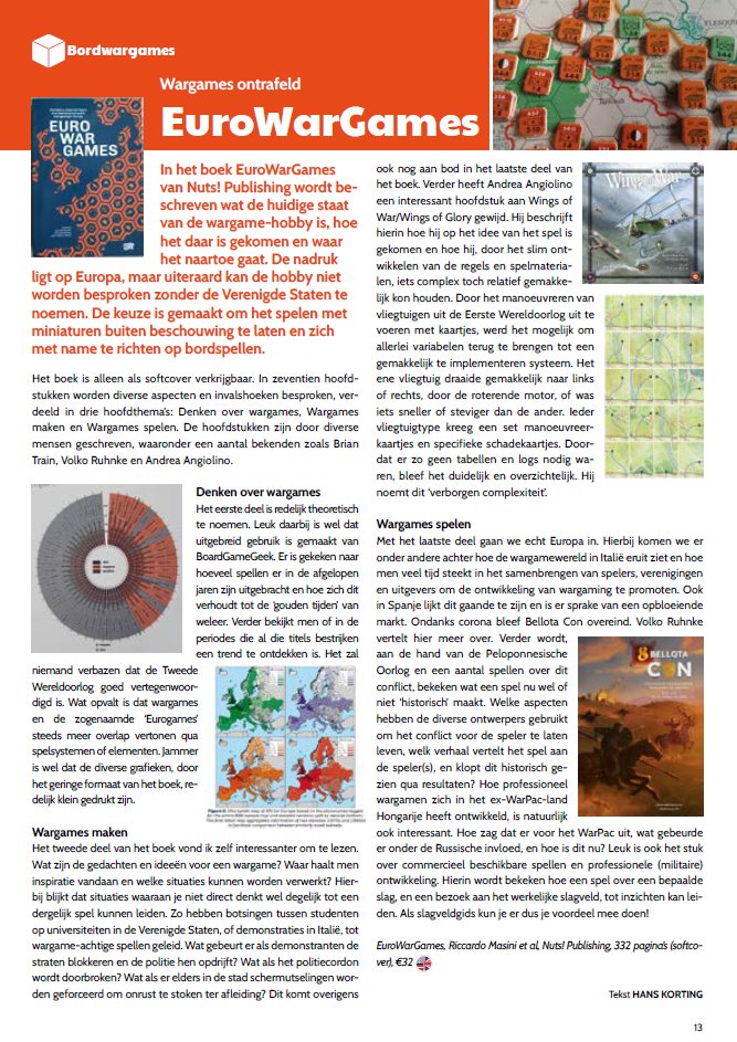 Hans Korting, about our book #EuroWarGames for Spel!, the Dutch magazine.