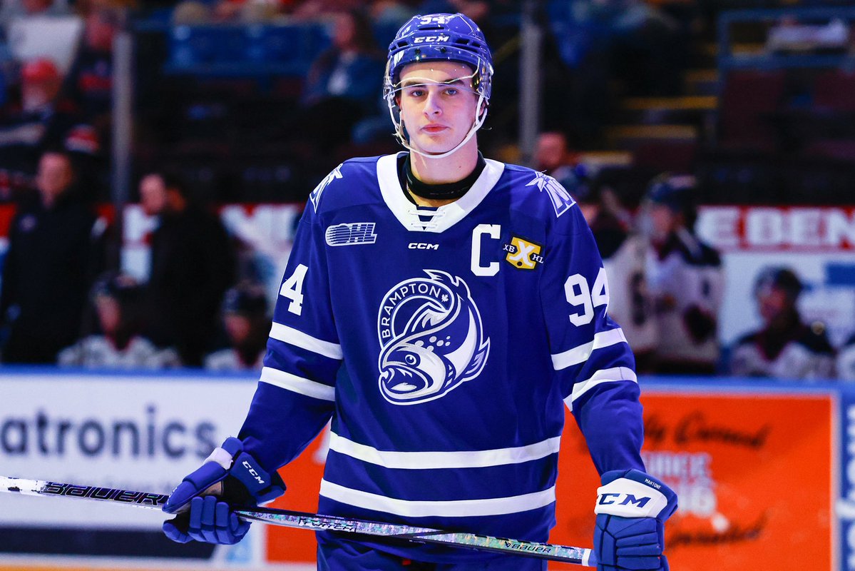 BR_OpenIce's tweet image. Porter Martone, who was just selected 6th overall by the Flyers in the NHL Draft, and played last season for OHL Brampton, has committed to Michigan State, according to @FriedgeHNIC 🟢