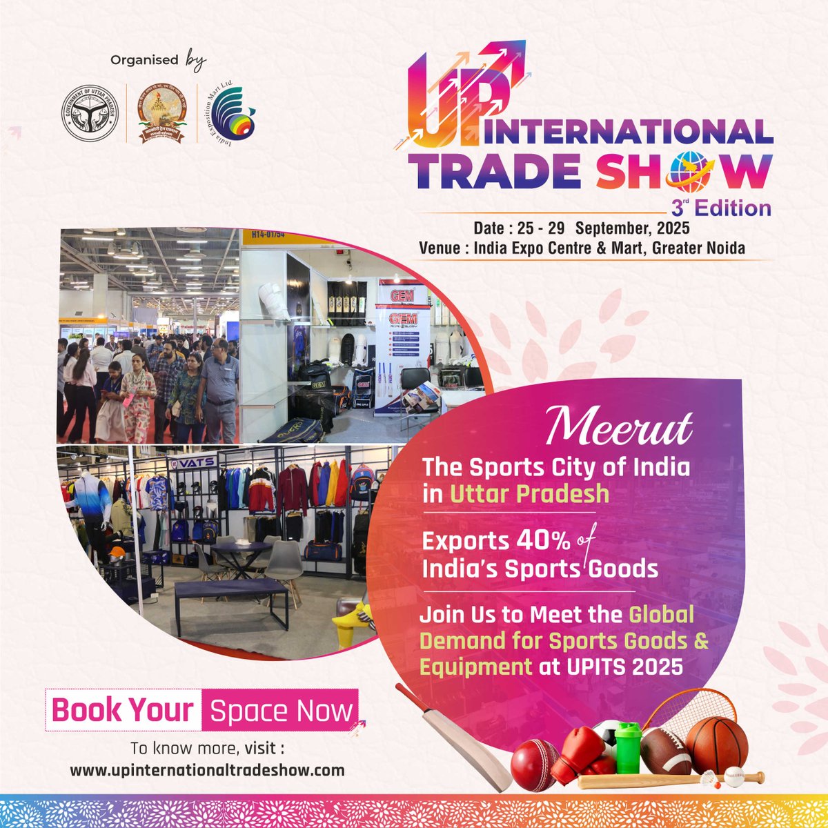 UPIntrTradeShow's tweet image. 📷📷 Calling All #Sports #Industry #Leaders!
#Meerut – The Sports City of India 📷 is all geared up to #showcase its legacy at #UPITS2025!
📷 Contributing 40% to India’s total #sportsgoods #exports, Uttar Pradesh is your ultimate launchpad to meet global demand for quality…