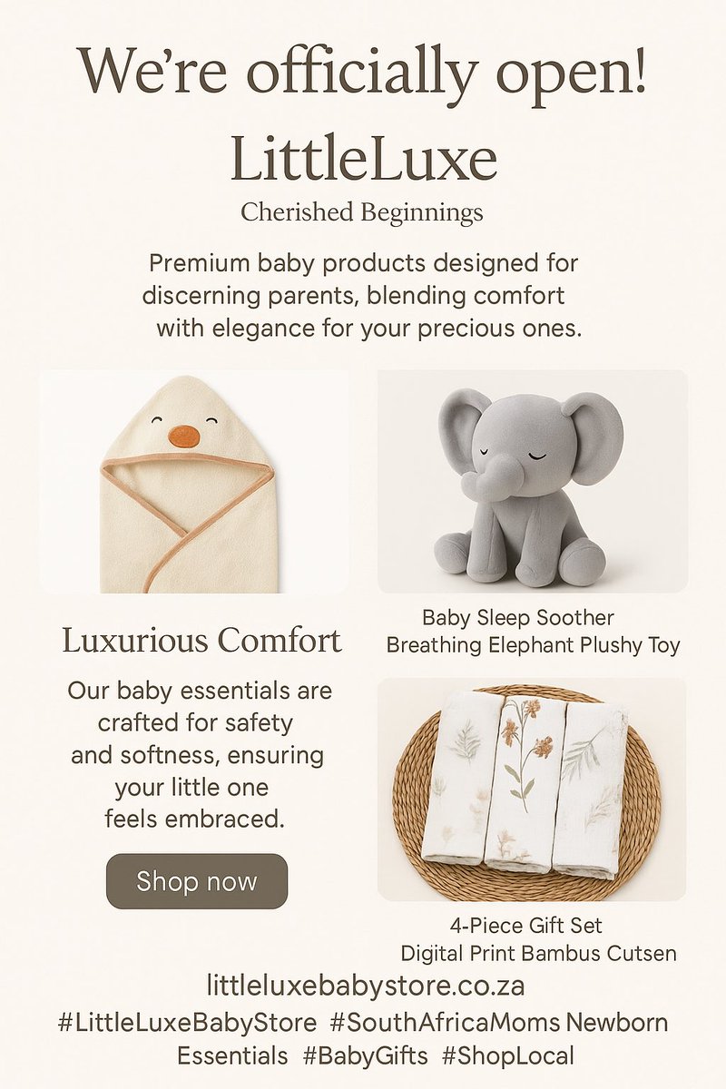 KgalaleloNts29's tweet photo. 🌸✨ Moms deserve luxury too – and so do their little ones!
Welcome to LittleLuxe Baby Store 👶💫
Shop baby must-haves, essentials &amp; adorable finds — all online 🛒💕
➡️ https://t.co/eMRRzz5mpy

#LittleLuxeBaby #OnlineBabyStoreSA #MomLife #BabyEssentials #SAParents #BabyShop https://t.co/WBR8nBEqnE