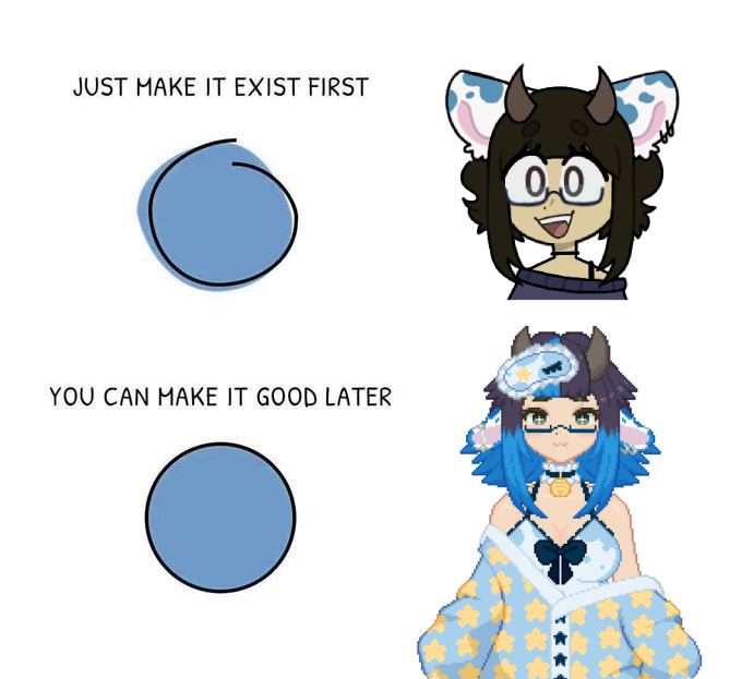 My design as grown a lot, I appreciate <a href="/LamoreEXE/">LamoreEXE 💾👾</a> for making my current design come true! 💙🐮 - #vtuber