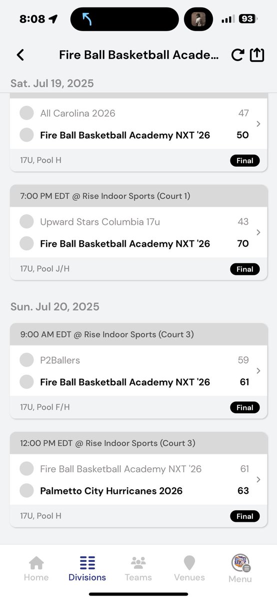 Fireballbasketballacademy (@fireballbbaca) on Twitter photo Fire Ball Basketball Academy 17u goes 3-1 at Phenom Summer Havoc Live defeating:
.
✅ vs All Carolina 50-47
✅ vs Upward Stars Columbia 70-43
✅ vs P2 Ballers 61-59
❌ vs Palmetto City Hurricanes 63-61
.
Thanks <a href="/Phenom_Hoops/">Phenom Hoop Report</a> for the platform! <a href="/POBScout/">Patrick O'Brien</a> <a href="/Coach_Rick57/">Rick Lewis</a> Fire Ball Basketball Academy 17u goes 3-1 at Phenom Summer Havoc Live defeating:
.
✅ vs All Carolina 50-47
✅ vs Upward Stars Columbia 70-43
✅ vs P2 Ballers 61-59
❌ vs Palmetto City Hurricanes 63-61
.
Thanks <a href="/Phenom_Hoops/">Phenom Hoop Report</a> for the platform! <a href="/POBScout/">Patrick O'Brien</a> <a href="/Coach_Rick57/">Rick Lewis</a>