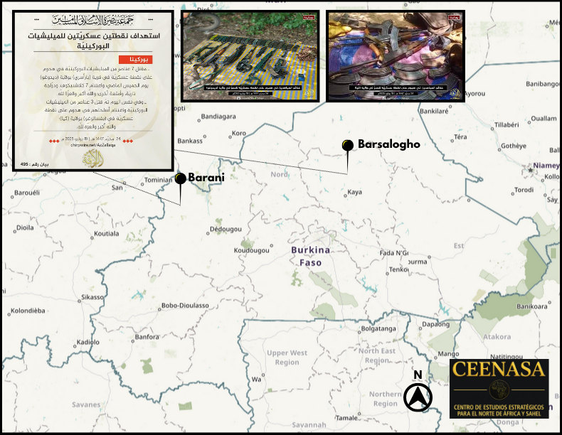 CEENASA396971's tweet photo. #BURKINA FASO 🇧🇫
On Jul 19, the #JNIM claimed to have caused 7 VDP casualties last Thu. during an attack on a military post in #Barani, #Dedougou Province. Another attack on a military post caused 3 VDP casualties in #Barsalogho, #Kaya Province.
Were seized:
-10 AR
-1 moto
... https://t.co/XfCkqNoQyG