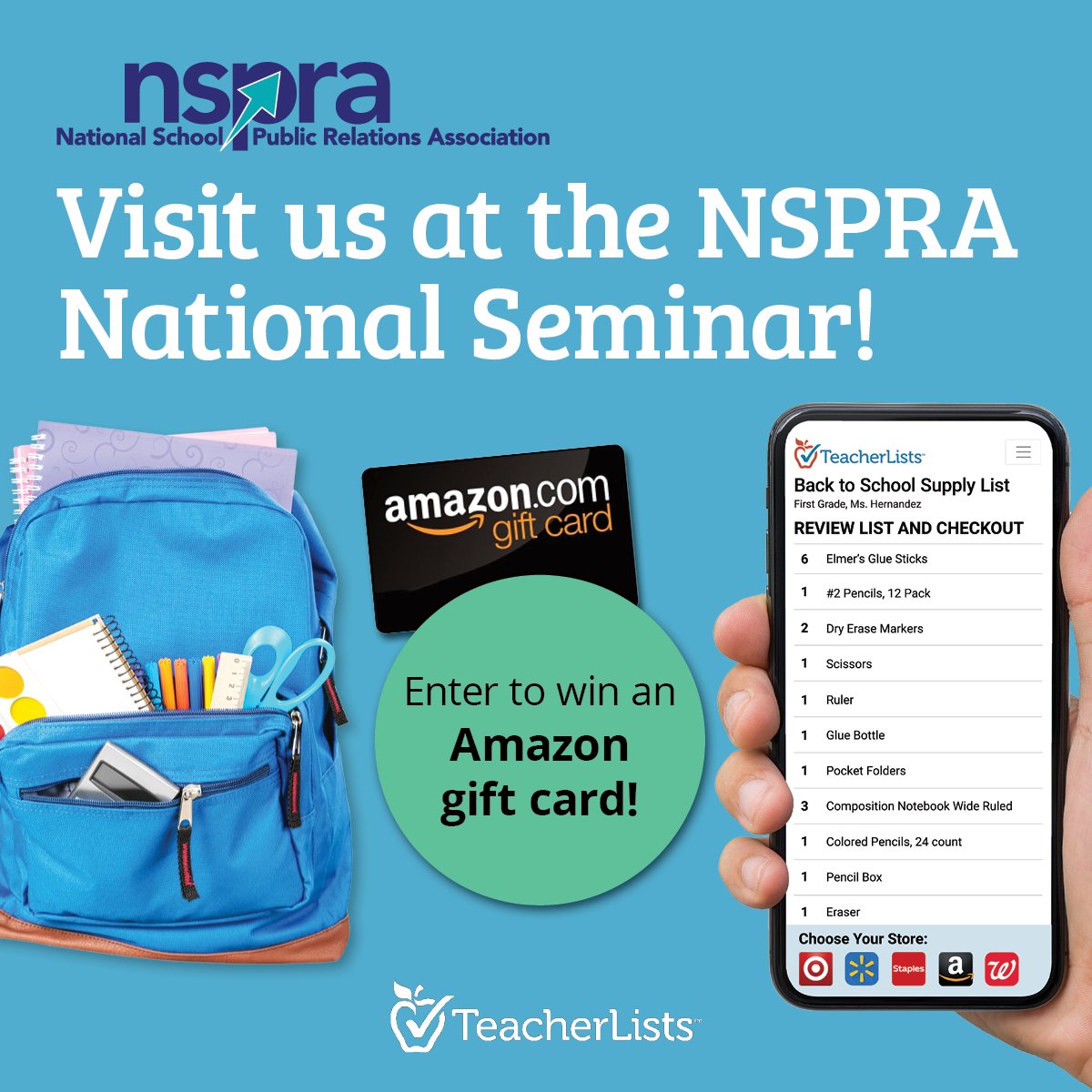 At the <a href="/NSPRA/">NSPRA</a> National Seminar?

Come visit us + see how we’re making back-to-school supply lists easier for schools and families—and enter to win an Amazon gift card! 

Let’s connect + simplify school communications together.
.
. 
#edtech #schoolcomm #schoolPR #NSPRA2025