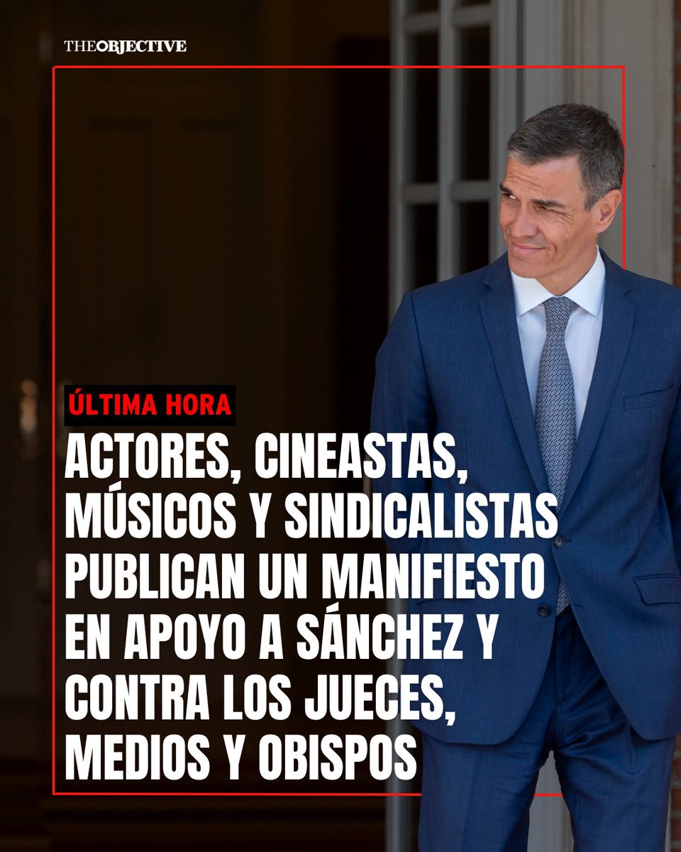 Almodóvar, Bardem, Rosa Villacastín, Jesús Maraña, Joan Manuel Serrat, Víctor Manuel, Ana Belén, Miguel Ríos firman un manifiesto en apoyo a Sánchez atacando a jueces, prensa y a la derecha de "conspiración para derribar a un gobierno legítimo".
Peligran sus subvenciones.