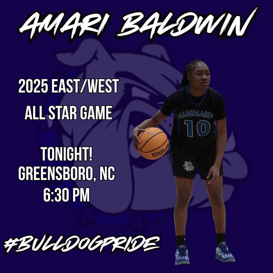 🔥AMARI BALDWIN🔥

💪🏽 NC East/West All-Star Game
🗓️ TONIGHT
📍 Greensboro Coliseum 
⌚️ 6:30pm
🎟️ ticketmaster.com/2025-eastwest-…

#BulldogPride