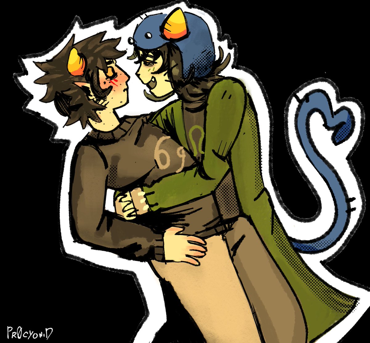 pr0cyonid's tweet image. i had to draw nepkat pls dont throw stones at me !!! #nepkat #nepeta #karkat #homestuck