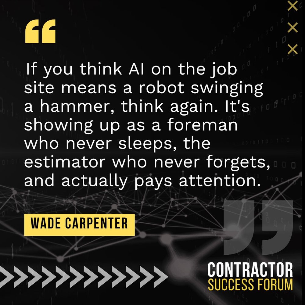 CSF_Podcast's tweet image. AI on the job site isn’t about robots—it’s the foreman who never sleeps, the estimator who never forgets.

Don’t miss this episode of Contractor Success Forum that breaks down what AI really means for your business.

🎧 Listen here: dub.sh/jZ8Y5Sx

#AIForContractors…
