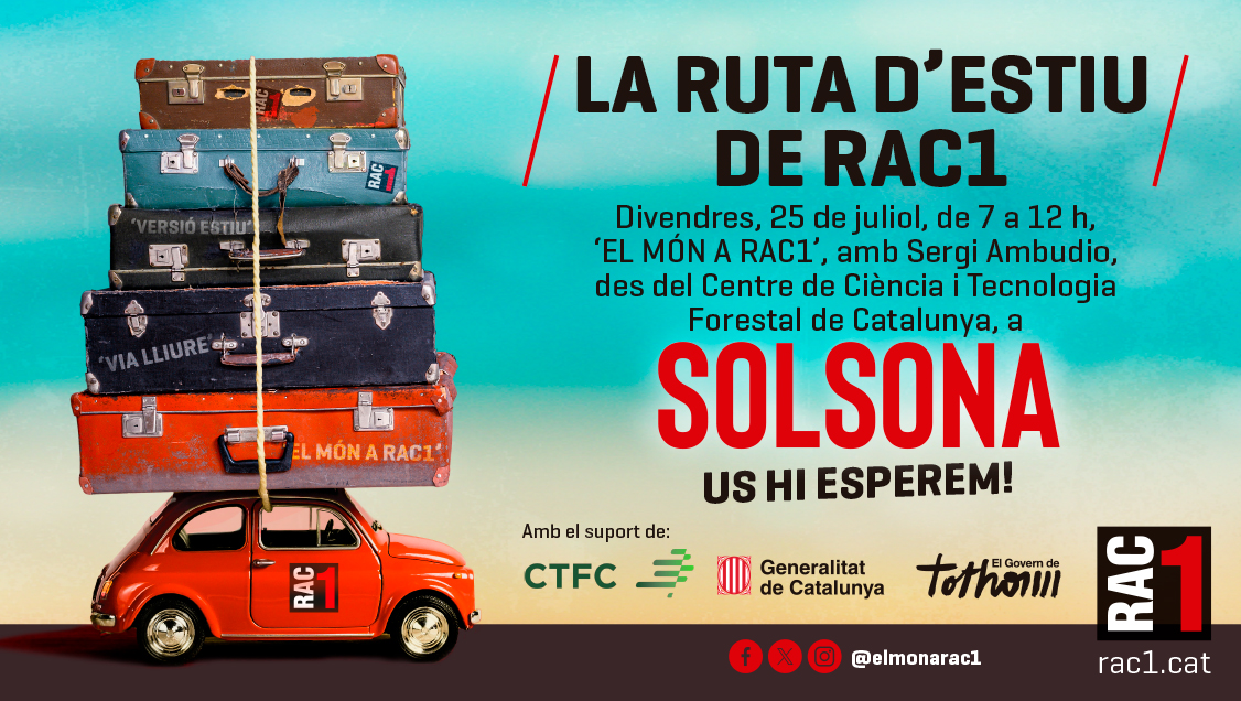 RAC1 (@rac1) on Twitter photo Aquest divendres s'estrena La Ruta d’Estiu de RAC1, al Centre de Ciència i Tecnologia Forestal de Catalunya, a Solsona.
Parlarem de la gestió forestal sostenible i la bioeconomia.
Amb la col·laboració de: <a href="/agriculturacat/">Agricultura</a>, <a href="/ctforestal/">CTFC</a> i <a href="/gencat/">Generalitat de Catalunya</a>
Us hi esperem! Aquest divendres s'estrena La Ruta d’Estiu de RAC1, al Centre de Ciència i Tecnologia Forestal de Catalunya, a Solsona.
Parlarem de la gestió forestal sostenible i la bioeconomia.
Amb la col·laboració de: <a href="/agriculturacat/">Agricultura</a>, <a href="/ctforestal/">CTFC</a> i <a href="/gencat/">Generalitat de Catalunya</a>
Us hi esperem!