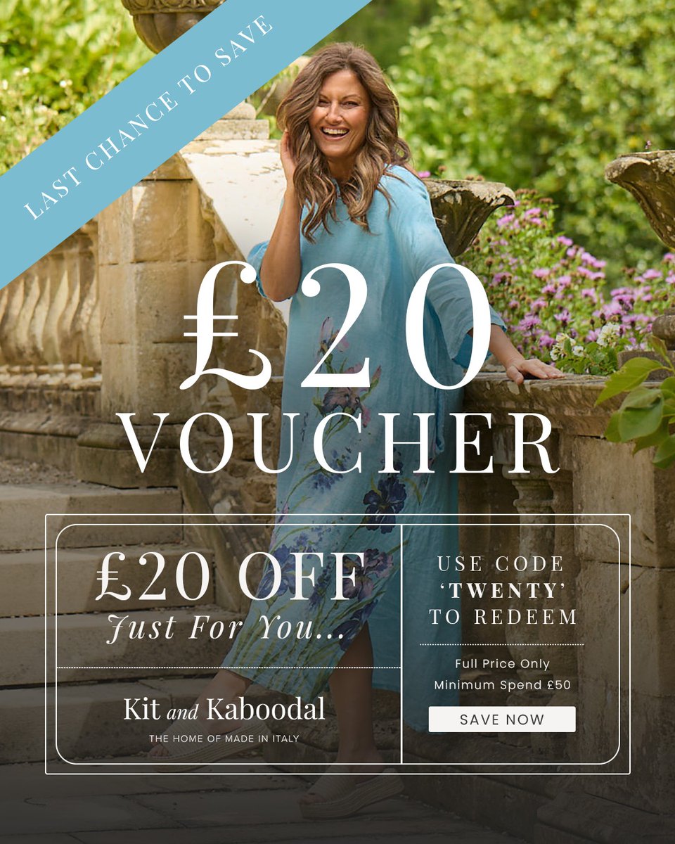 KitandKaboodal's tweet photo. This is your last chance to save with our £20 voucher on orders over £50 when you use the code 'TWENTY' at the checkout 🤩

https://t.co/0CU4AZcBcI https://t.co/3E882A7Kjr