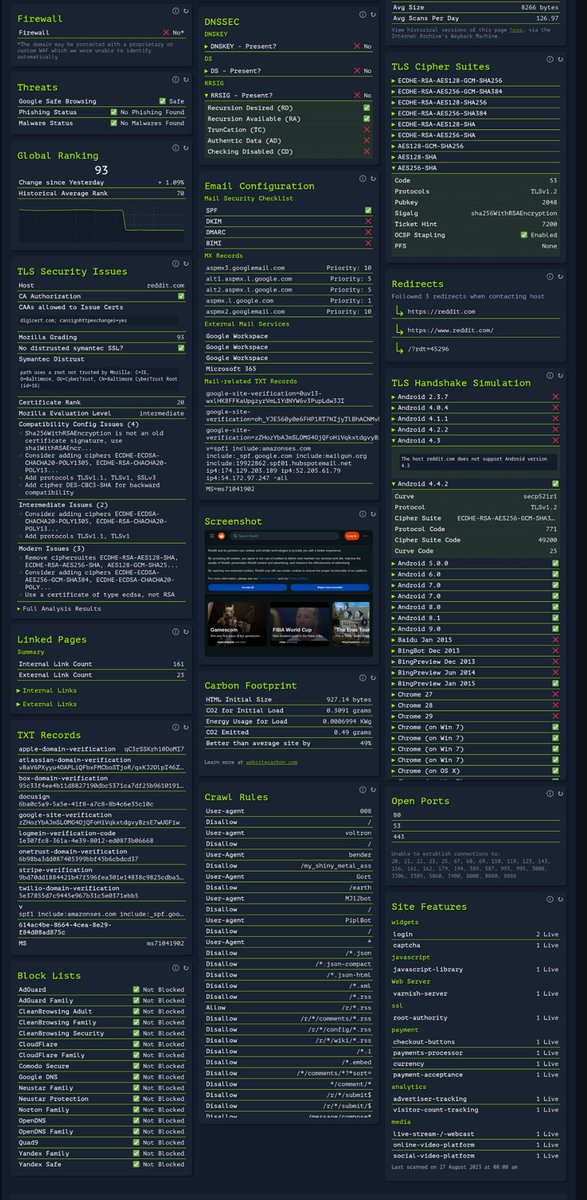 🚨 STOP WASTING TIME on clunky recon workflows!

Just found Web Check – an insanely powerful all-in-one OSINT tool that breaks down everything about a website in seconds. 🕵️‍♂️💻
🔗 web-check.xyz
🔍 GitHub: github.com/lissy93/web-ch…

✨ Features:
•WHOIS, DNS, WAF, TLS,