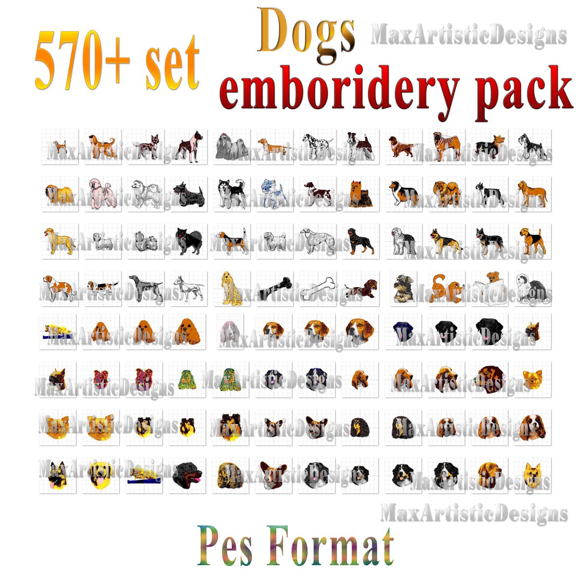 New product: 570+ Dogs embroidery designs Machine embroidery patterns kit in Pes Vip Vp3 format - digital download 👉🏽👉🏽 etsy.com/listing/108916…
