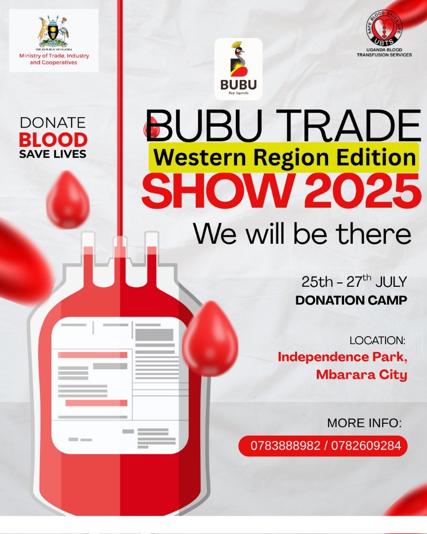 mtic_uganda's tweet image. For BUBU to succeed, we need alive and healthy consumers of our local goods and services.
Be a life saver for someone by donating blood at the #BUBUTradeshow2025.
Date: 25th - 27th July
Venue: Independence Park, Mbarara City