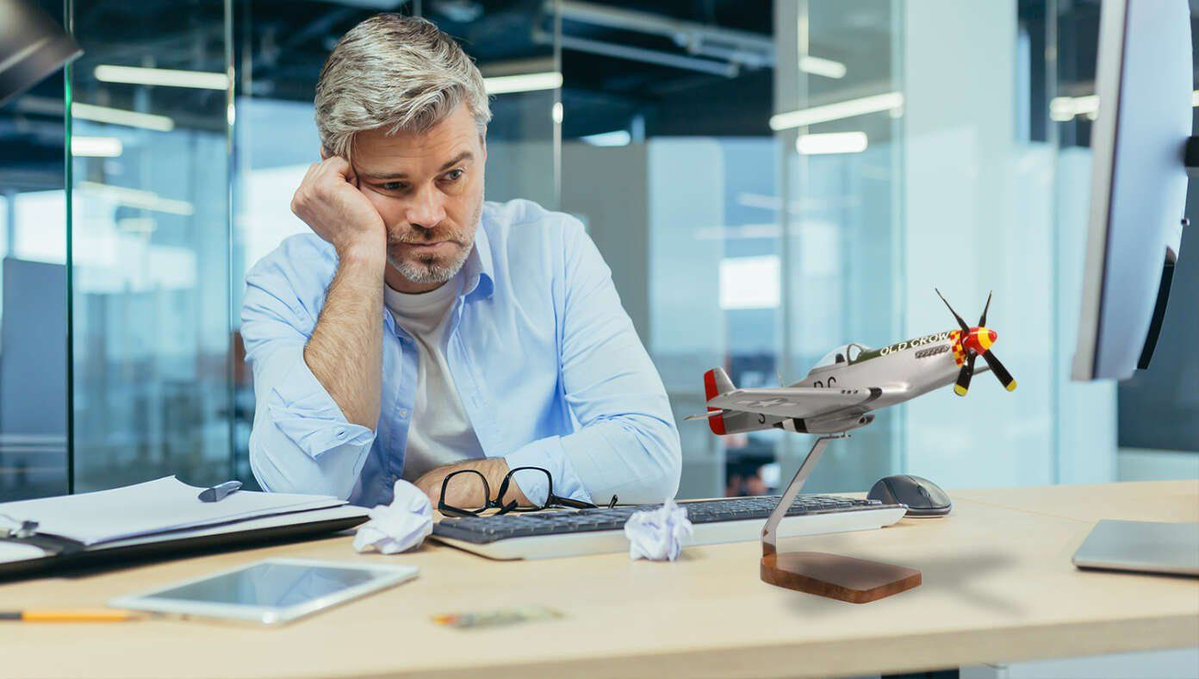 TheBabylonBee's tweet image. Model Of P-51 Mustang On Man's Desk Just Maybe Gonna Get Him Through Day buff.ly/IUinIaT