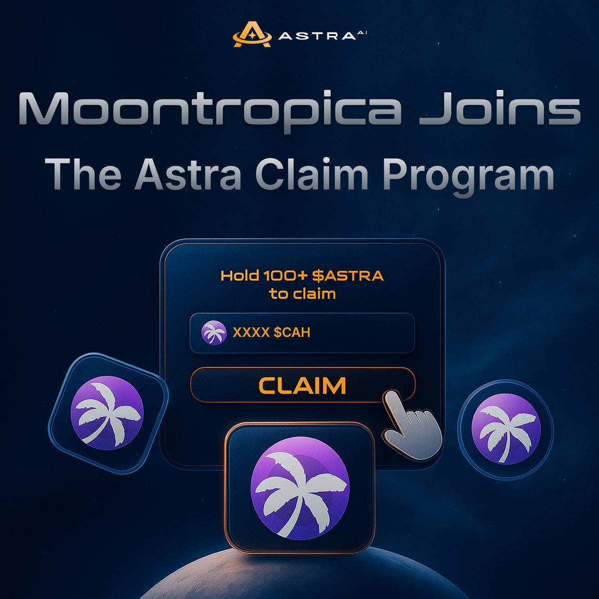 AstraLabs_Inc's tweet image. 🏝 MoonTropica Joins the Astra Claim Program!

A crypto-infused adventure awaits - @moontropica  is now officially part of the Astra Claim Program!
They’ve allocated part of their $CAH token supply to reward $ASTRA holders and boost their exposure across Astra&apos;s ecosystem and…