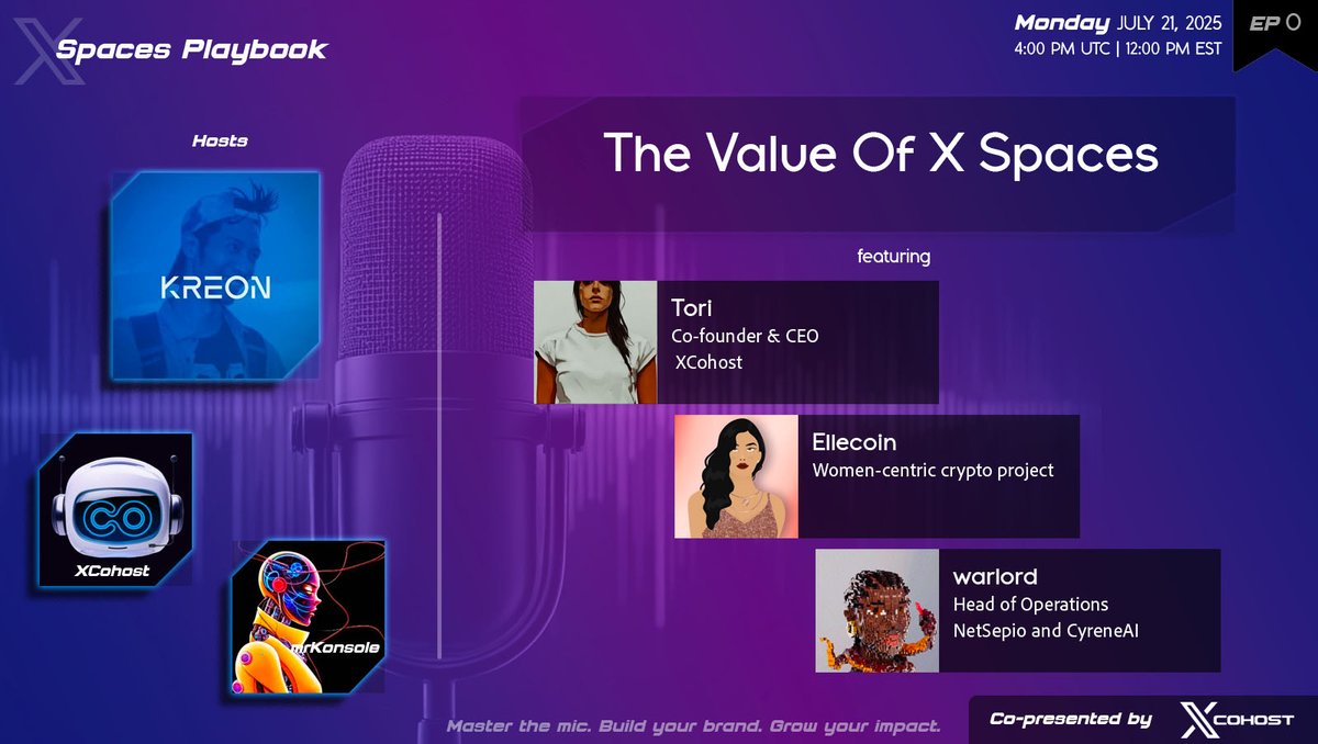 Launching this new series of spaces today called, SPACES PLAYBOOK, and we're gonna kickstart it with some light conversation about The Value of X Spaces.

What’s it really for, and who benefits from it? Let’s unpack all of it with experienced hosts and speakers.
Bring your ideas,