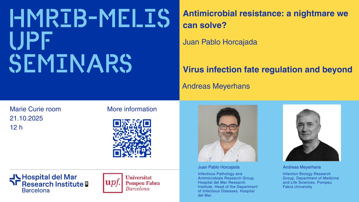 HMar_research's tweet image. 🔬 Join us for the next @hmar_research-@UPFbiomed
Seminar!
🗓️21/10 📌Marie Curie Room
Talks by @jhorcajada & Andreas Meyerhans @UPFbiomed
👉researchmar.net/agenda/970/ant…