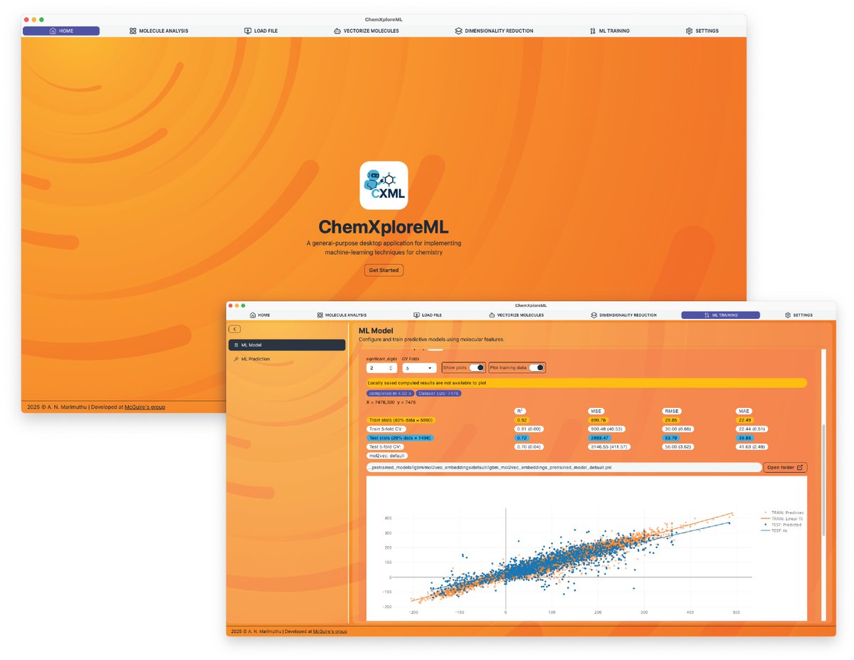 ChemistryMIT's tweet image. Researchers in the McGuire Lab have developed ChemXploreML, a new desktop app that provides an automated, user-friendly approach to predicting molecular properties using machine learning.
chemistry.mit.edu/chemistry-news…