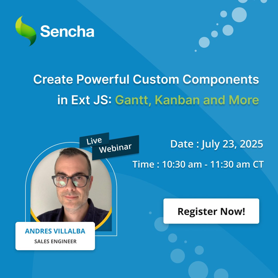 Sencha's tweet image. Join our free Ext JS webinar & learn to build custom Gantt charts, Kanban boards, and more.
💻 Tailored UIs = Better UX
🔗 bit.ly/4lRKVh9
#ExtJS #WebDevelopment #UIDesign