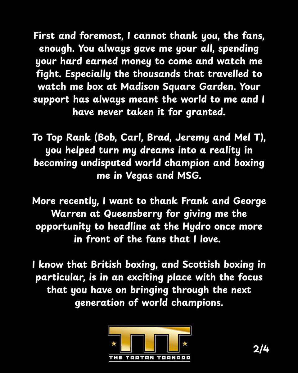 JoshTaylorBoxer's tweet image. End of an era. I have lived my dream for the last 10 years & conquered Mount Everest.
Thank you to every single one of you for the support through what has been this mad rollercoaster of a journey.
Boxing is all I’ve ever known but Now
let’s see what life has to offer on the…
