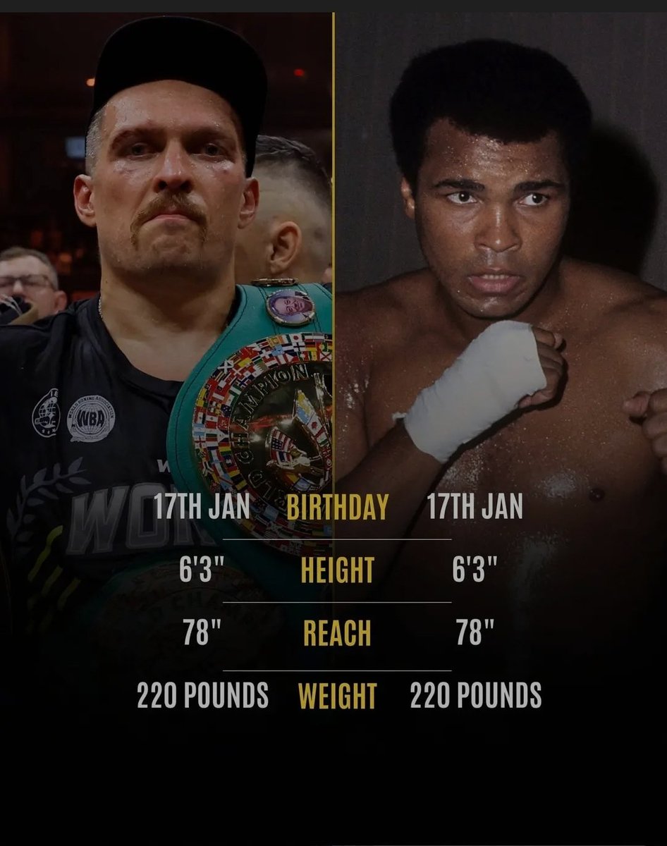 AstonDarren's tweet image. Just seen this tale of the tape! WOW the birthdays the same the two greats you can't make that up.