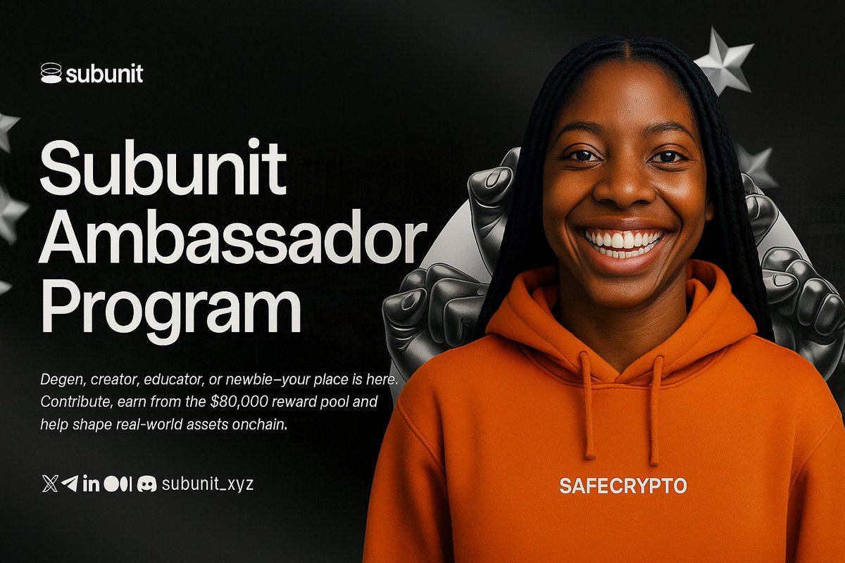 safeOnchain's tweet image. 🚨 Excited to officially share my intention to join the Subunit Ambassadorial Program💥

In Web3, people are the protocol.
@Subunit_xyz is building the tools that empower those people: 

Creators, curators, and contributors.

➡️Here’s why I believe in the mission 

#Subunit #SUB