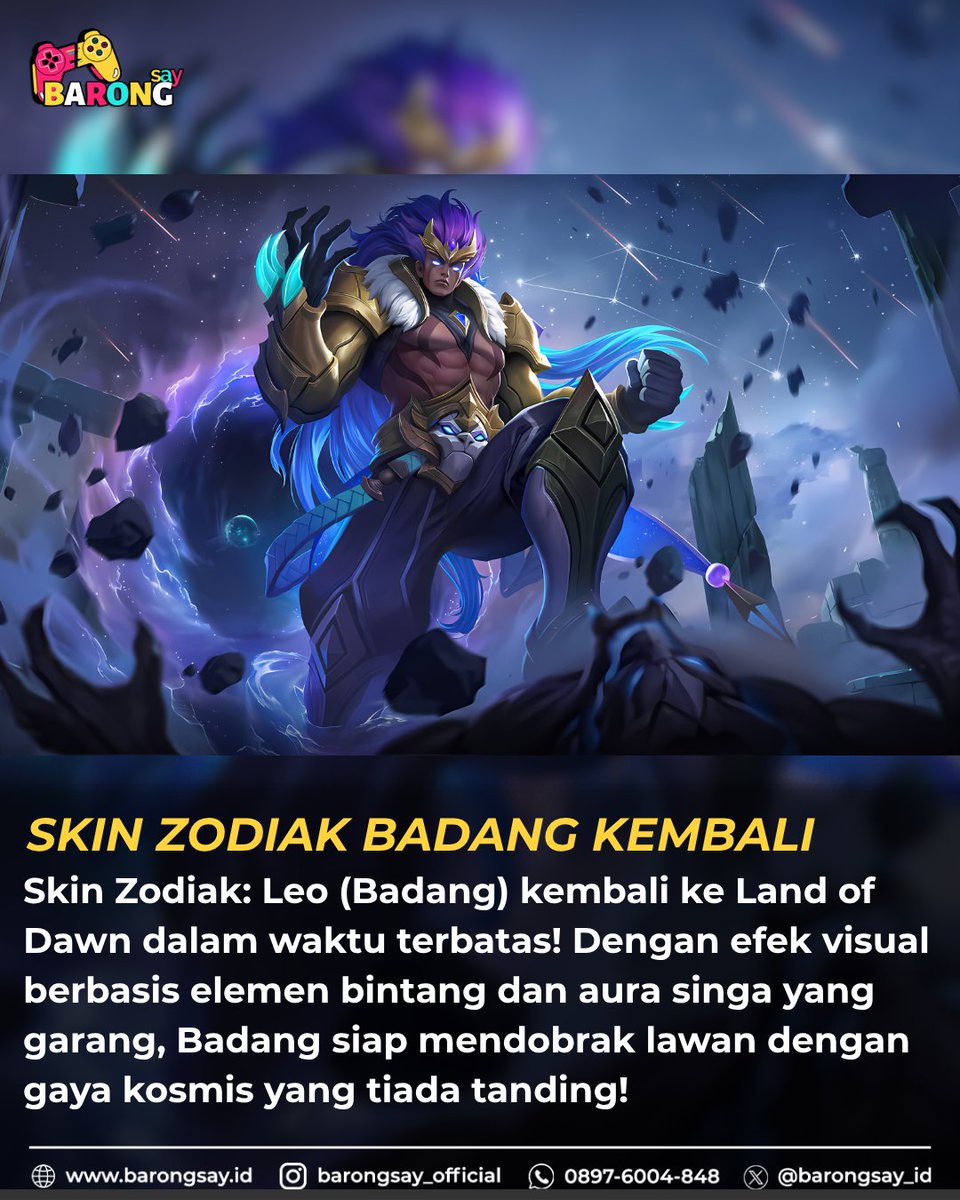 Yang belum komplit selesaiin skin series zodiak, langsung merapat ☝🏻

📌TEMPAT TOP UP HSR, GENSHIN, ZZZ and many more LEGAL, AMAN, TERPERCAYA:
➤ Hanya di BARONGSAY.ID! Proses kilat
➤ Layanan Top Up Aktif 24 Jam, transaksi melalui website barongsay.id