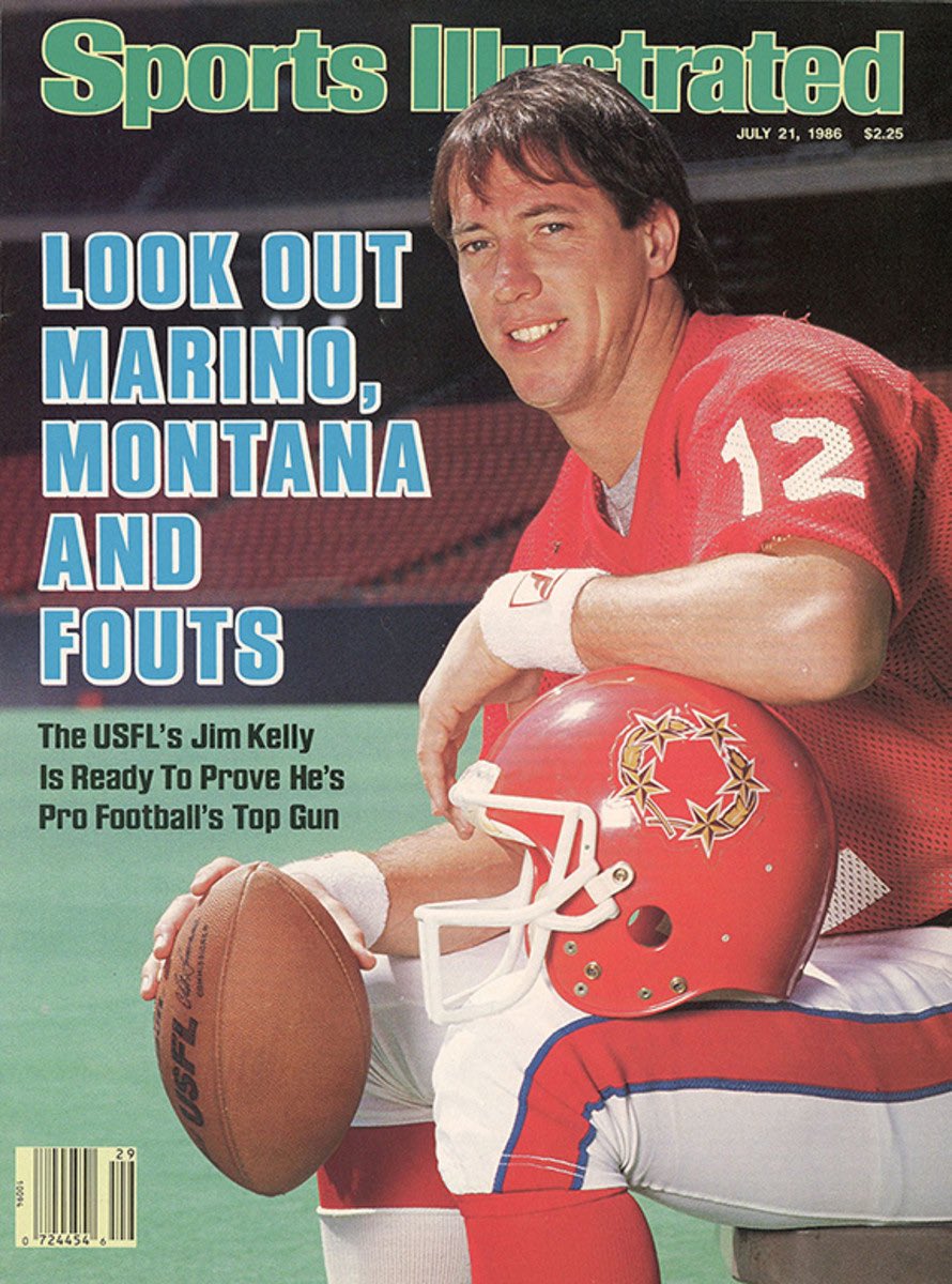 TodayInSportsCo's tweet image. 39 years ago today, the cover of Sports Illustrated. @JimKelly1212