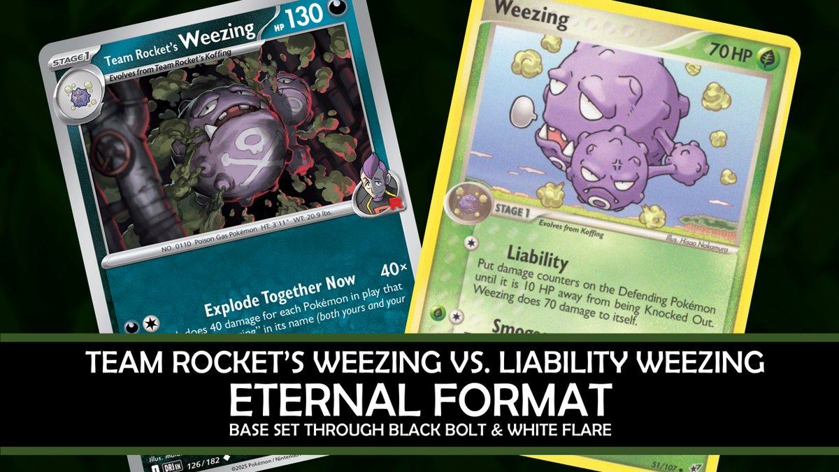 justinbasiltcg's tweet image. In this week&apos;s Eternal Monday, it&apos;s a meeting of the Weezing, with Team Rocket&apos;s Weezing from Destined Rivals taking on Liability Weezing from EX Deoxys.

youtu.be/FeYv0a4fEzQ

#Pokemon #PokemonTCG #PlayPokemon #PokemonCards #ポケカ
