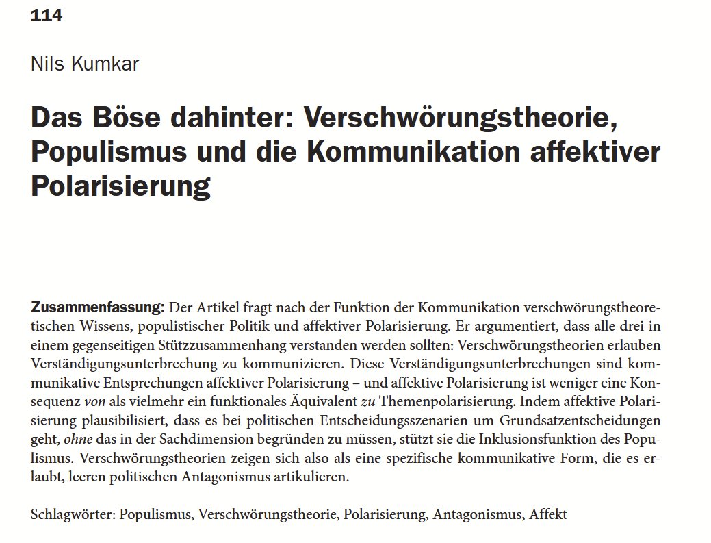 Just in time für die aktuellste Konvulsion der Epstein-Saga: Mein Artikel zu Verschwörungstheorien als kommunizierter Verständigungsunterbrechung ist nun open Access!