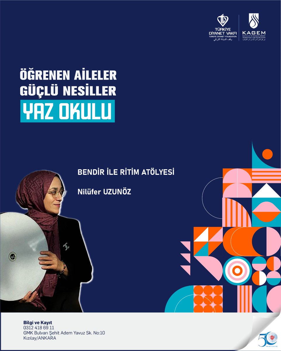 Nilüfer UZUNÖZ ile "Bendir İle Ritim Atölyesi" KAGEM Lise Yaz Okulunda!

Ögrenen Aileler Güçlü Nesiller...

Bilgi ve Kayıt: 0312 418 6911 
GMK Bulvarı, Şehit Adem Yavuz Sok. no: 10, Kızılay/Ankara