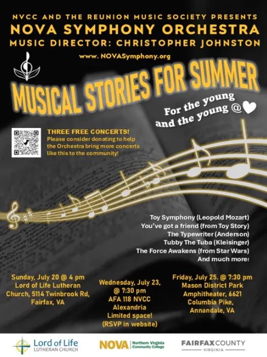 Summer concert series for my orchestra. Check it out! 🎶 🎻