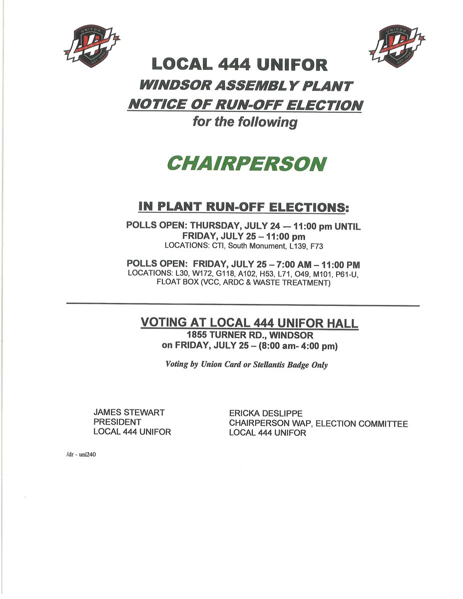 LOCAL444UNIFOR's tweet image. 🚨 Windsor Assembly Plant

#uni444votes