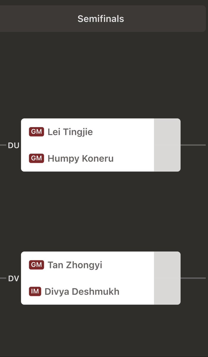 attackingchess's tweet image. It’s China vs India in the semifinals of the 2025 Women’s World Cup.
Lei Tingjie vs Koneru Humpy
Tan Zhongyi vs Divya Deshmukh
Asian power!!
